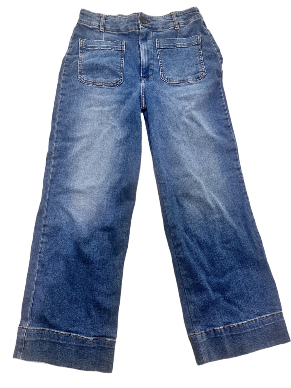 Bagatelle Women’s Cropped Wide-Leg Blue Denim Jeans 29 Stretch